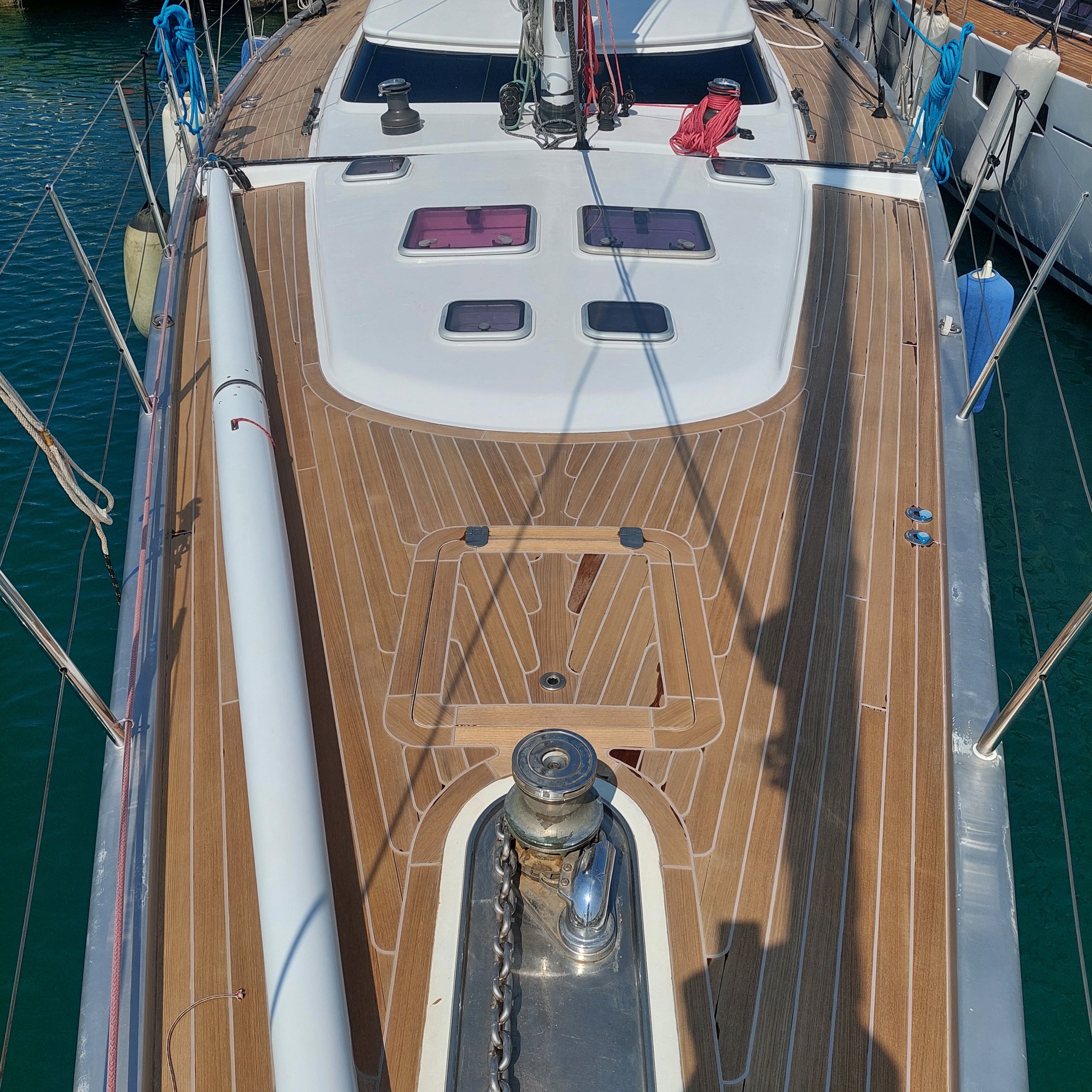 Teak deck after restoration